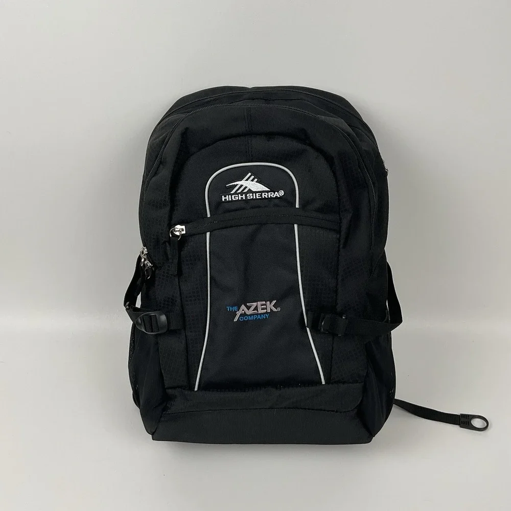 High Sierra Black Laptop Backpack Azek Logo Travel Work‎ School Bag New